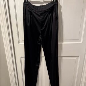 Wayf Elegant satin pleated wide leg women’s pants NWT